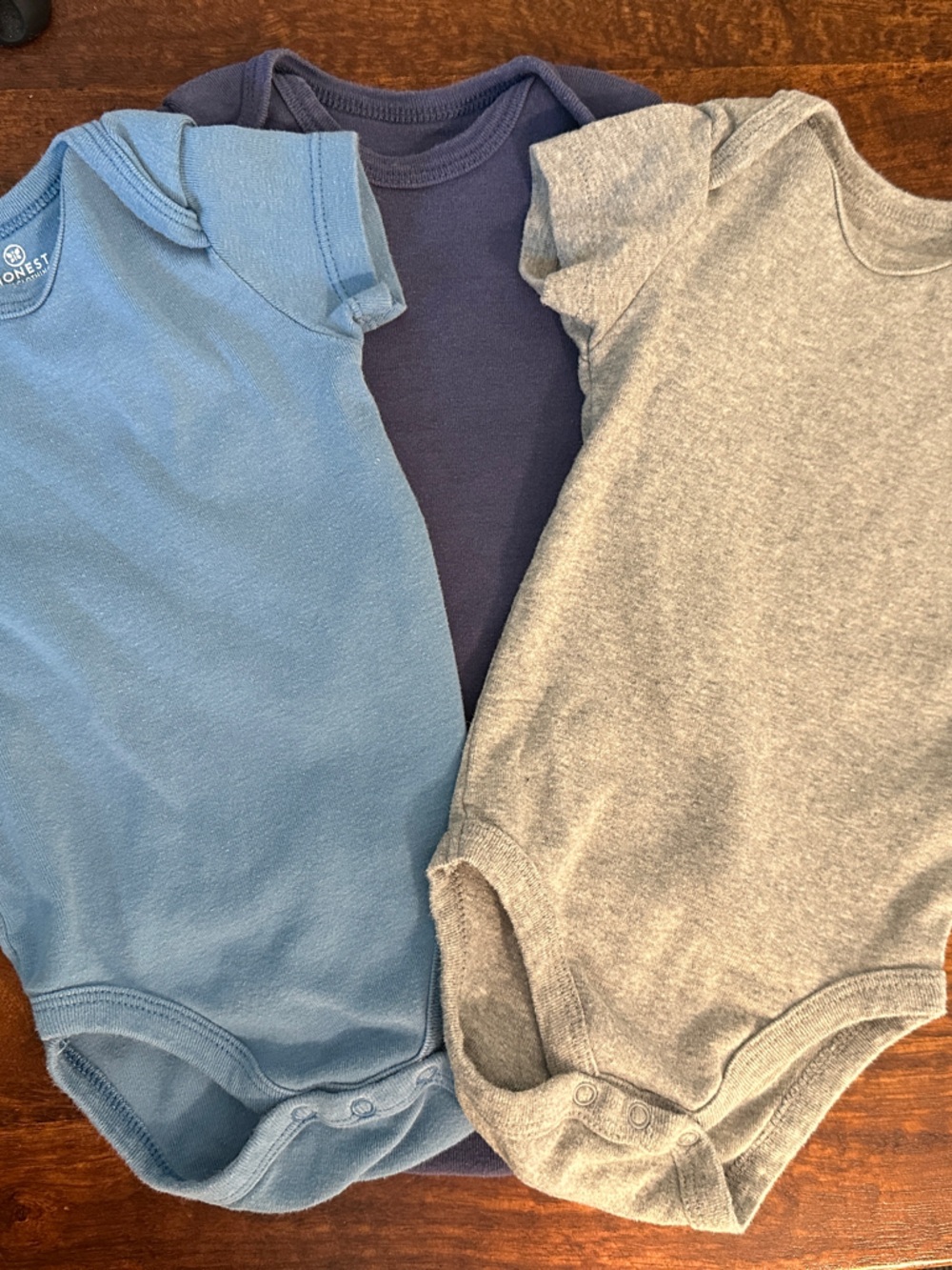 Honest Baby Organic Cotton 3-6 M Blue, Navy & Gray Short-Sleeve Bodysuit Set